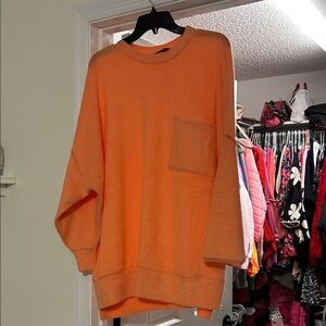 Zenana Orange Crew Neck Sweater—NWOT!